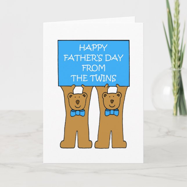 Happy Father's Day from the Twins, Cute Bears. Card (Front)