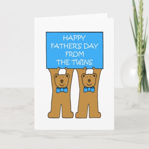 Happy Fathers Day from the Twins Cute Bears Card
