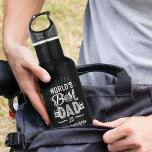 Happy Father's Day Fun World's Best Dad Kids Name Stainless Steel Water Bottle<br><div class="desc">Fun personalized gift for the world's best dad. The design features a fun typography design "World's Best Dad" and is personalized with your kid's name and dad's year of birth. Makes the perfect gift for your special dad for Father's Day or for your Dad's birthday. Design by Moodthology Papery</div>
