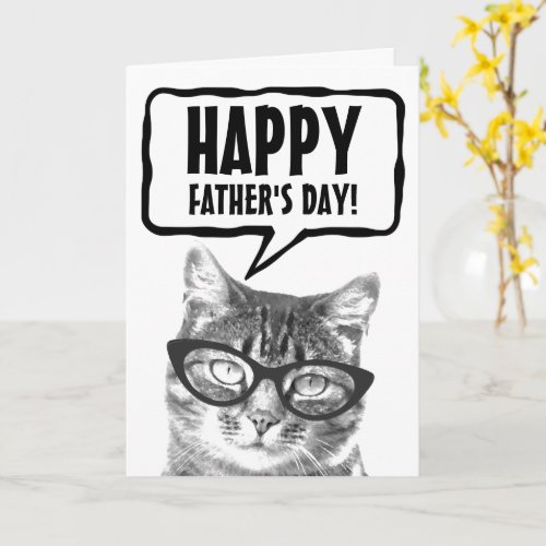 Happy Father's Day funny cat custom greeting card