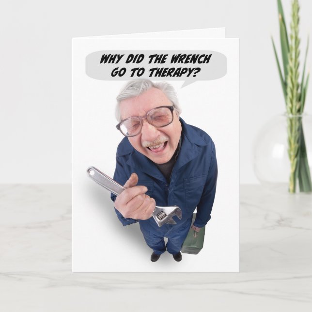 Happy Fathers Day Funny Guy Telling Dad Joke Humor Holiday Card (Front)
