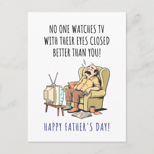 Happy Father's Day Funny Napping Dad in Chair Postcard