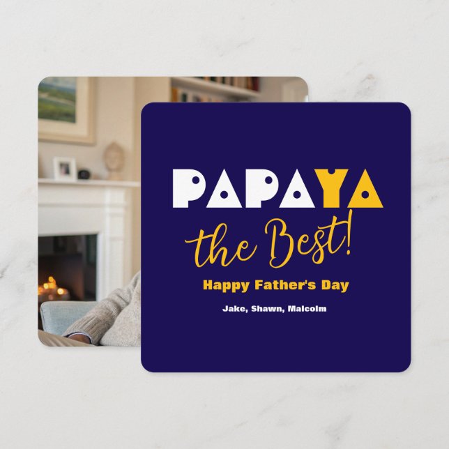 Happy Father's Day | Funny Quote Blue and Yellow (Front/Back)
