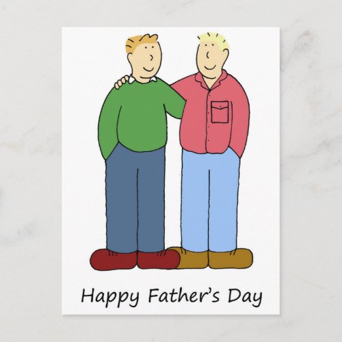 Happy Fathers Day Gay Male Couple Postcard