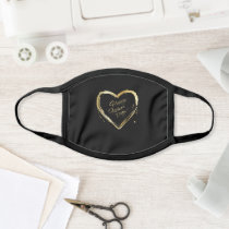 Happy Father's Day Gold Heart grunge modern black Face Mask