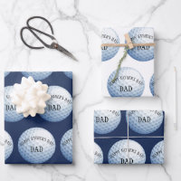 Happy Fathers Day Golf Ball Baller Wrapping Paper Sheets