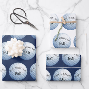 Happy Fathers Day Golf Ball Baller Wrapping Paper Sheets