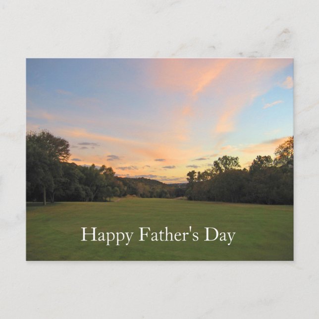 Happy Father's Day Golf Course Sunset Dad Postcard (Front)