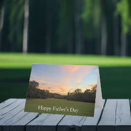Happy Father's Day Golf Course Sunset Photograph Card
