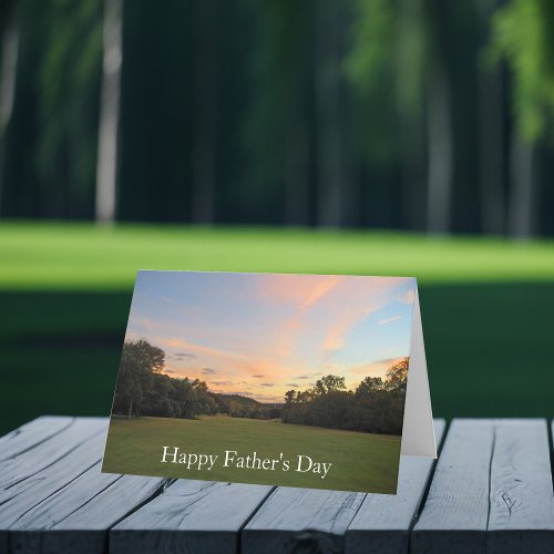 Happy Fathers Day Golf Course Sunset Photograph Card