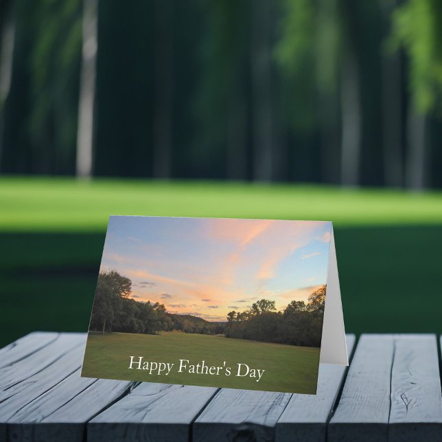 Happy Father's Day Golf Course Sunset Photograph Card (Creator Uploaded)