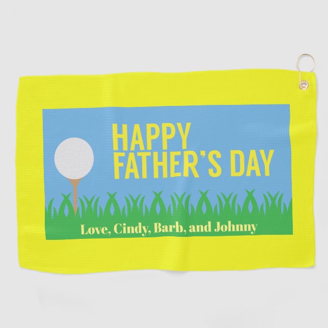Happy Father's Day Golf Tee-Personalized Towel (Horizontal)