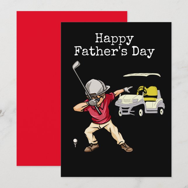 Happy Father's Day golfer dabbing  black    Holiday Card (Front/Back)