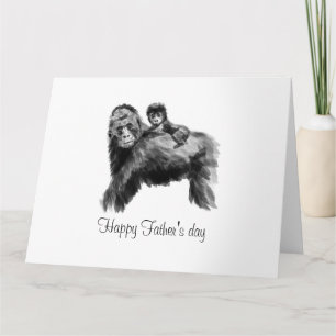Happy Father's day gorilla with baby Card