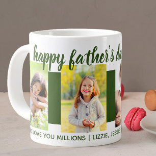 Happy Fathers Day Grandpa 4 Photo Green Giant Coffee Mug