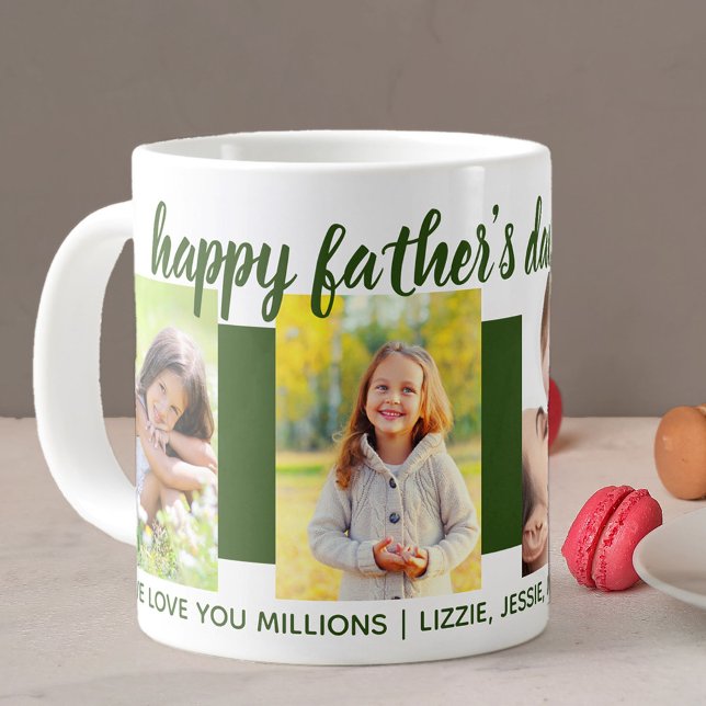 Happy Fathers Day Grandpa 4 Photo Green Giant Coffee Mug (Creator Uploaded)