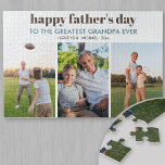 Happy Fathers Day Grandpa - Custom 3 Photo Strip Jigsaw Puzzle<br><div class="desc">Say happy father's day to the greatest grandpa ever with a custom photo jigsaw puzzle. The design has modern typography which is all fully editable, if you prefer to add your own father's day wishes. The photo template is set up for you to add 3 of your favorite photos which...</div>