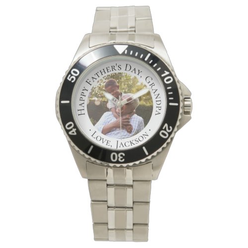 Happy Fathers Day Grandpa Custom Photo Gift Watch