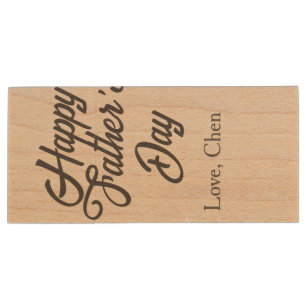 Happy father's day gray name love best Daddy ever  Wood Flash Drive