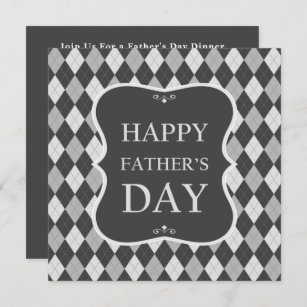Happy Fathers Day Gray Shades Argyle Dinner Party Invitation