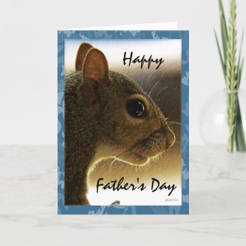 Happy Fathers Day Gray Squirrel Greeting Card
