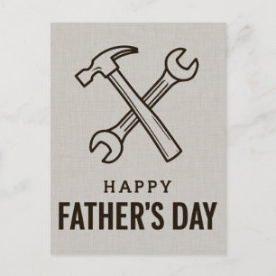 Happy Father's Day Greeting with Hammer and Wrench Postcard