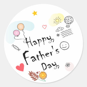 Happy Father's Day! Hand Drawn Classic Round Sticker