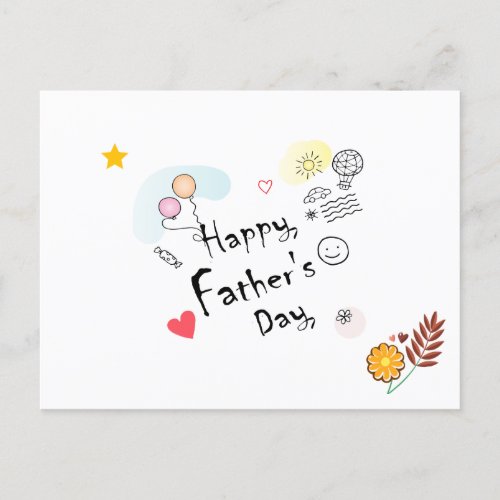 Happy Fathers Day Hand Drawn Postcard