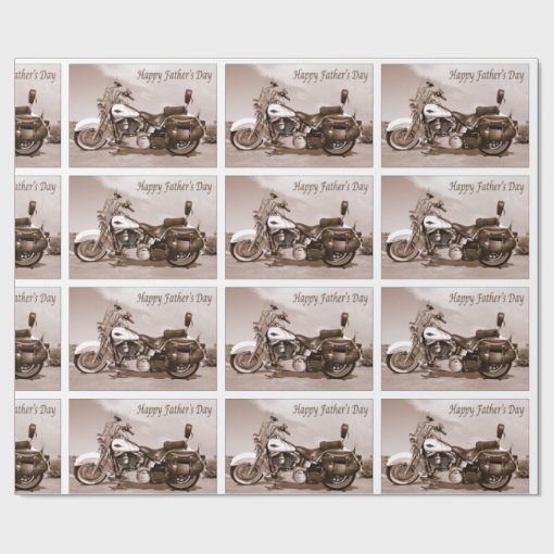 Happy Father's Day Harley Davidson Wrapping Paper Zazzle