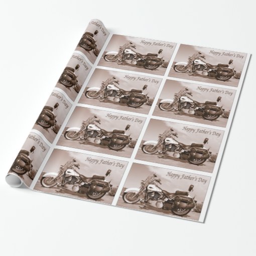 Happy Father's Day Harley Davidson Wrapping Paper Zazzle
