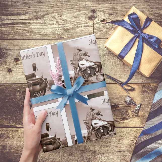 Happy Father's Day Harley Davidson Wrapping Paper Zazzle