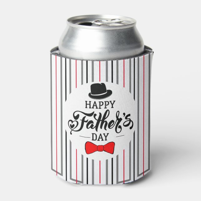 Happy Father's Day Hat And Tie Can Cooler (Can Front)