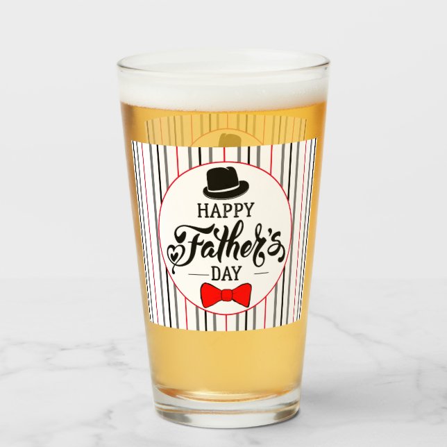 Happy Father's Day Hat And Tie Glass (Front Filled)