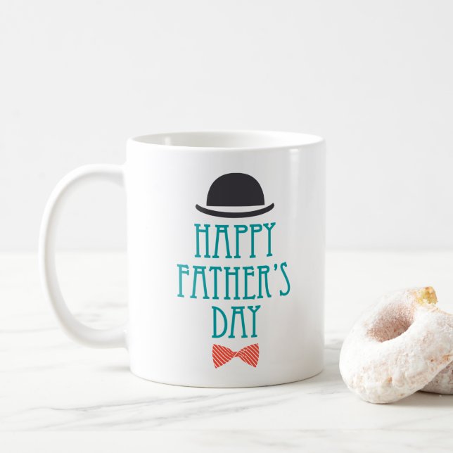 Happy Father's Day Hat & Bow Tie | Coffee Mug (With Donut)