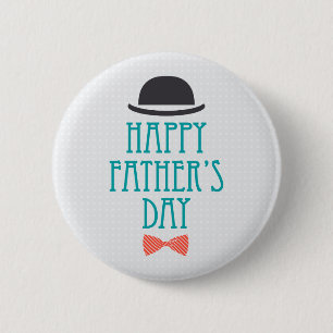 Happy Father's Day Hat & Bow Tie   Pin Button