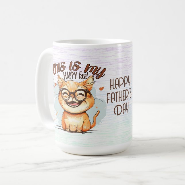 Happy Father's Day Hilarious Cat Coffee Mug (Front Left)