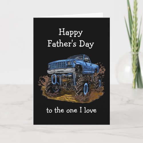 Happy Fathers Day Husband 4x4 Monster Truck Funny Card