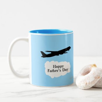 Happy Fathers Day Jet Airplane Flying Pilot Gift Two-tone Coffee Mug by alinaspencil at Zazzle