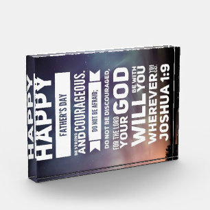 Happy Fathers Day- Joshua 1:9 Photo Block