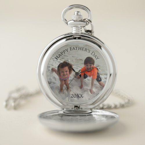 Happy Fathers Day Kids Photo Customized Pocket Watch