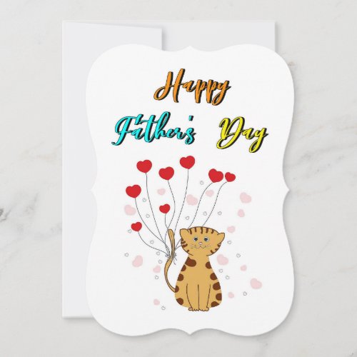 Happy Fathers Day Kitty Dad Daddy Gift Cat Father Note Card