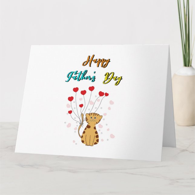 Happy Father's Day Kitty Dad Daddy Gift Cat Father Thank You Card (Front)