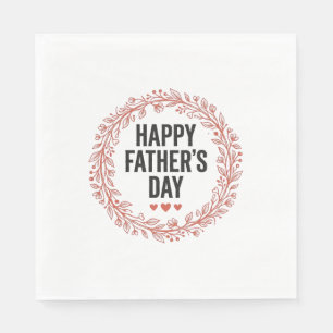 Happy Fathers Day Leaf Wreath Vintage Shirt Design Napkins