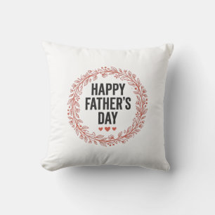 Happy Fathers Day Leaf Wreath Vintage Shirt Design Throw Pillow