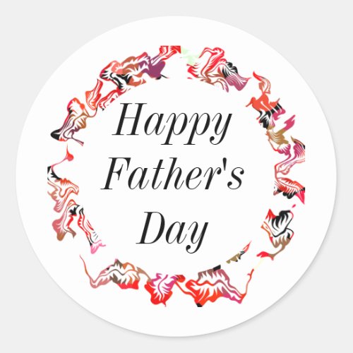 Happy Fathers Day Leafy Flowers Floral Crest 2024 Classic Round Sticker