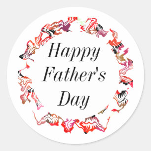 Happy Fathers Day Leafy Flowers Floral Crest 2024 Classic Round Sticker