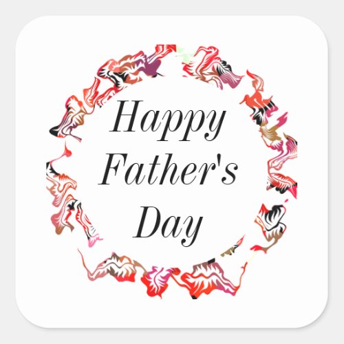 Happy Fathers Day Leafy Flowers Floral Crest 2024 Square Sticker