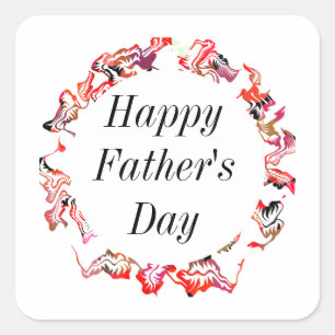 Happy Fathers Day Leafy Flowers Floral Crest 2024 Square Sticker