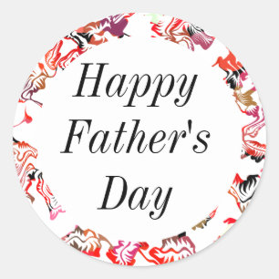 Happy Fathers Day Leafy Flowers Floral Crest Cool Classic Round Sticker