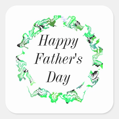 Happy Fathers Day Leafy Green Floral Crest Trendy Square Sticker